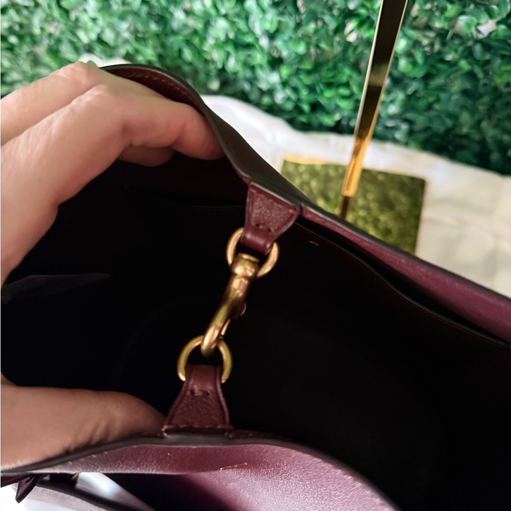 Coach Burgundy Bleecker Leather Shoulder Bucket Bag - Picture 8 of 9